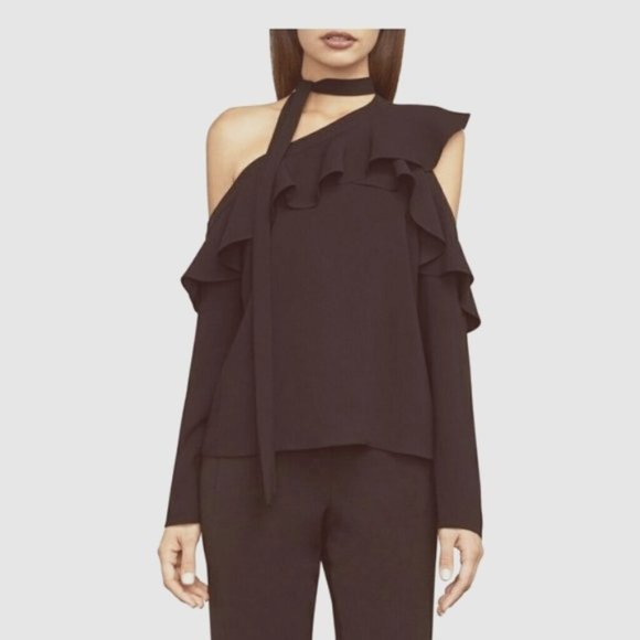 New* BCBGMAXAZRIA COLD SHOULDER VERONIKA TOP BLACK COLOR SIZE S $198 - Picture 4 of 7